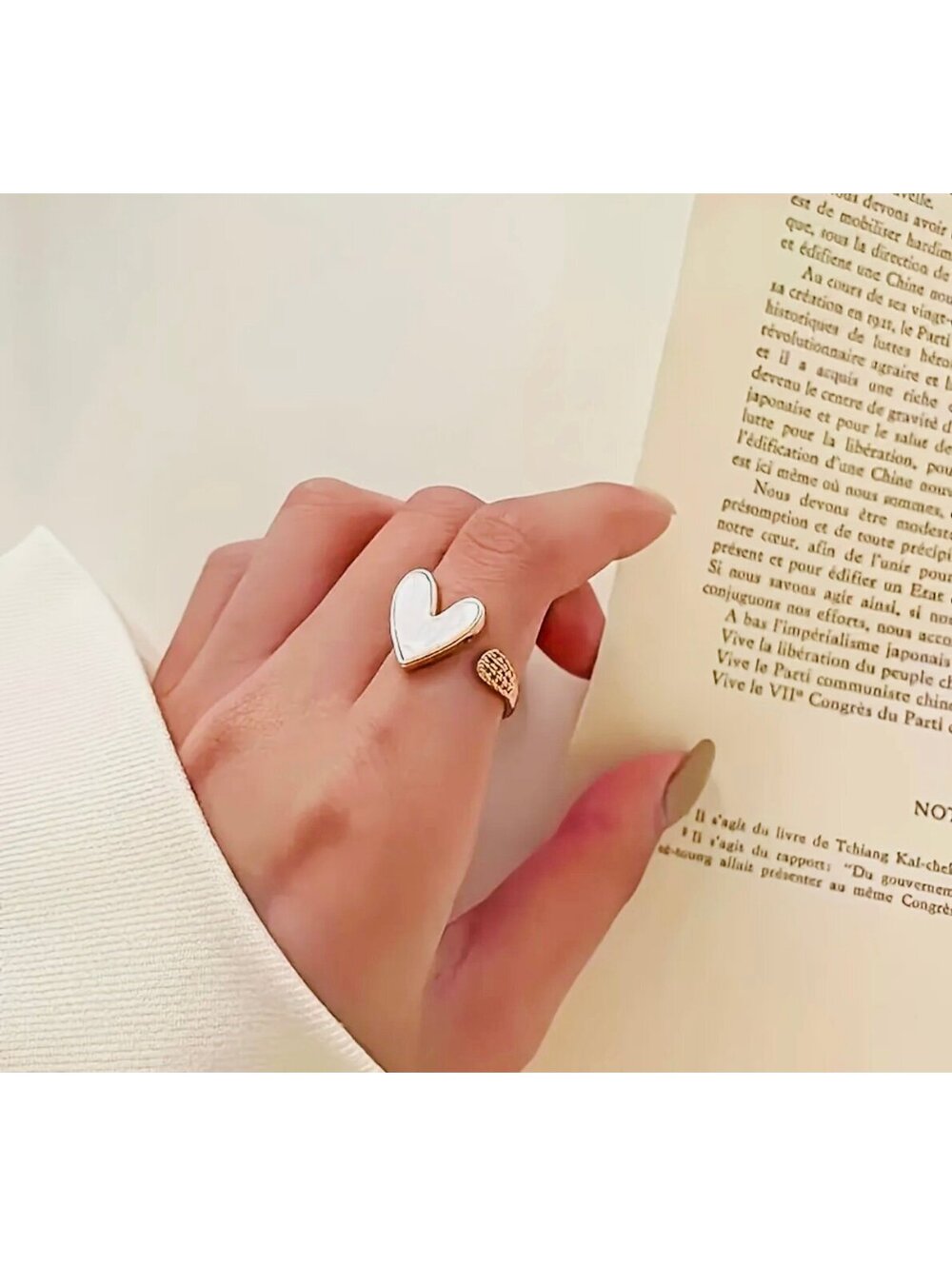 New - Chic -Adjustable Love Heart Ring - OS